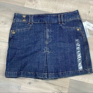DKNY Jeans Pleated Stretch Denim Mini Skirt 8 Blue NWT
